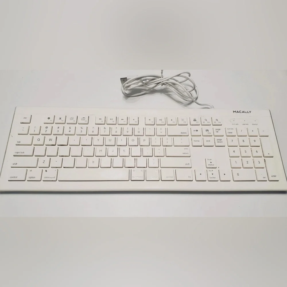Macally Full Size USB Wired Keyboard (MKEYE) for Mac and PC (White)
